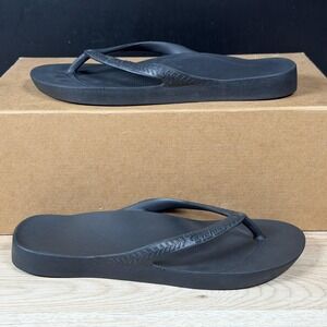 Archies Sandals Mens Size 8 Black Arch Support Flip Flops Orthotic Comfort Beach